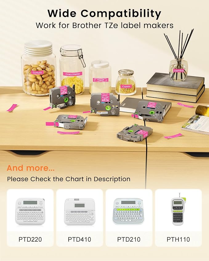 Pink Label Maker Tape Replacement for Brother P-Touch Label Tape TZe-MQP35 | White on Berry Pink TZ 12mm 0.47 Laminated Matte for Ptouch PT-D210 D220 H100 H103w H110 D400 D600, 12mmx 8m 26.2ft, 3 Pack