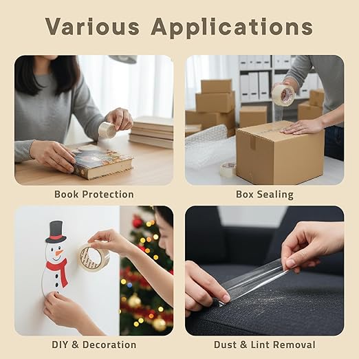 12 Rolls Clear Packing Tape 2 Inch Wide – Strong Adhesion & Durable 1.7 Mil Thickness Clear Packing Tape for Moving, Shipping & Storage – Smooth Unwinding Packaging Tape Refill, 60 Yards Per Roll