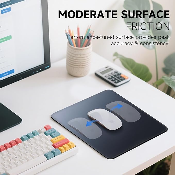 Premium Mouse Pad with Stitched Edges – 10.2 x 8.3 in | Smooth, Washable Mat with Non-Slip Base | Personalized Cute MousePads for Laptop, Computer, Office, Home (Gray-Black Gradient)