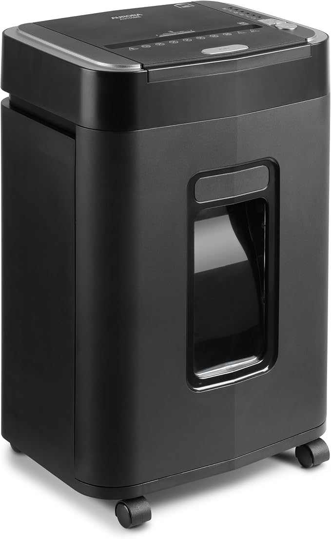 Aurora Commercial Grade 150-Sheet Auto Feed Heavy Duty Micro-Cut Paper and Credit Card Shredder with 6.3 Gallon Pullout Basket / 60 Minutes Continuous Run Time/P-4 Security Level