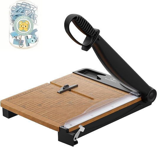 12 Inch Heavy Duty Paper Cutter, Wood Guillotine Paper Trimmer | 30 Sheets Capacity Paper Cutting Board for Classroom, Crafting, Cardstock,School Black