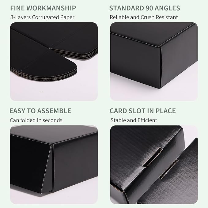 Rempry 6 Pack 6x4x3 Black Shipping Boxes, Small Cardboard Mailer Boxes for Small Business Shipping Packaging