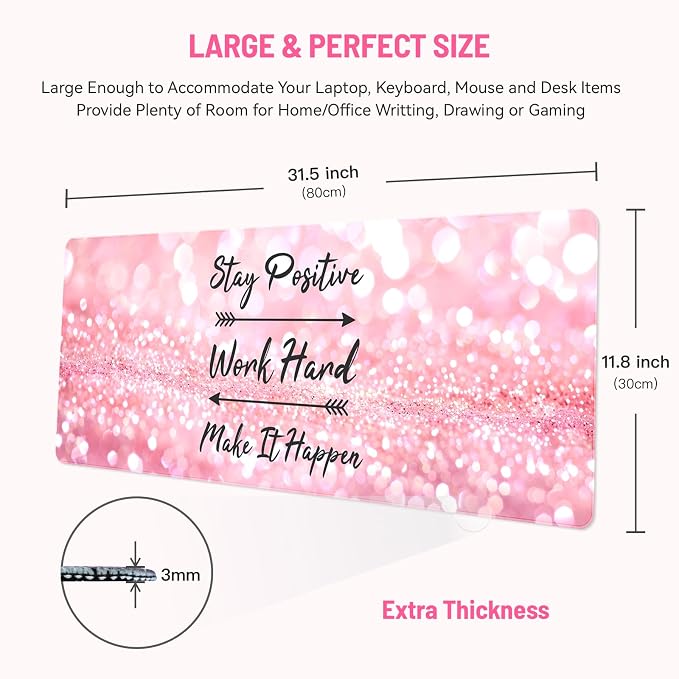 Mousepad Desk Mat Gaming Large Keyboard Cute Office Desktop Computer Laptop Quotes XXL Long Giant Big Kawaii Aesthetic Girly Pretty Design Women Girl Gamer Oversized Wide 30x12'' Mousepad