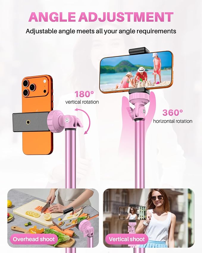67" Phone Tripod, MIIASI Extendable Tripod for iPhone, Selfie Stick with Remote and Phone Holder, Compatible with iPhone/Android/Camera, Light Stand