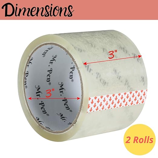 Mr. Pen- 3 inch Packing Tape, 2 Pack, Wide Tape, 45 Yards, 1.9mil, No Smell, Clear Moving Packaging Tape Rolls