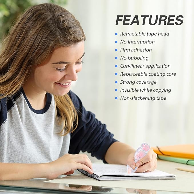 3Pcs Retractable White Correction Tape,Cute Cat Paw Correction Tape Pens | Mini Aesthetic Pen Shaped White Applicator with Easy to Use Out Tape for Back to School Office Supplies