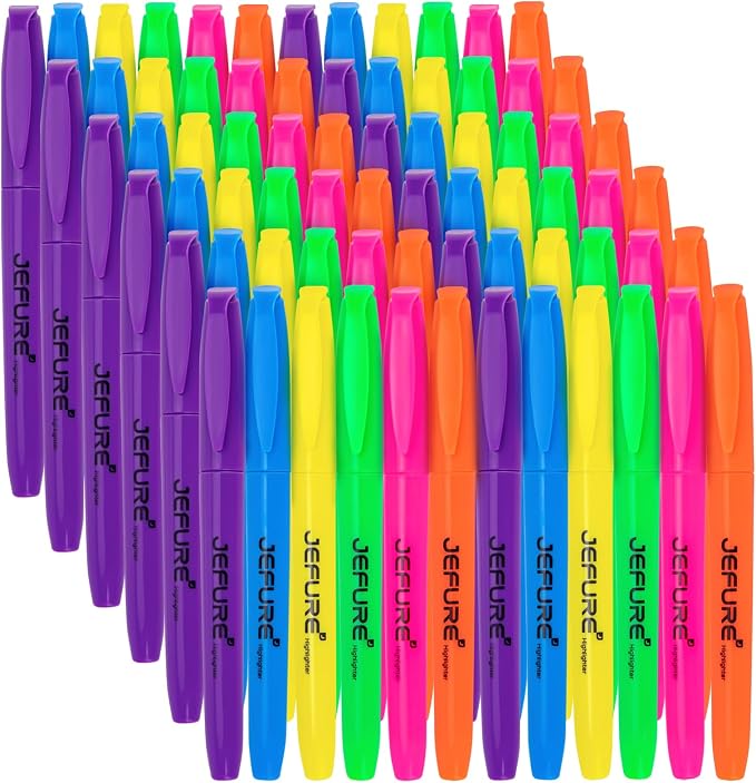 66 Pcs Highlighters, Chisel Tip, Assorted Colors, Quick Dry | Bulk Highlighters for Bible Study, Note-Taking, School, College, Office, Teacher & Student Supplies
