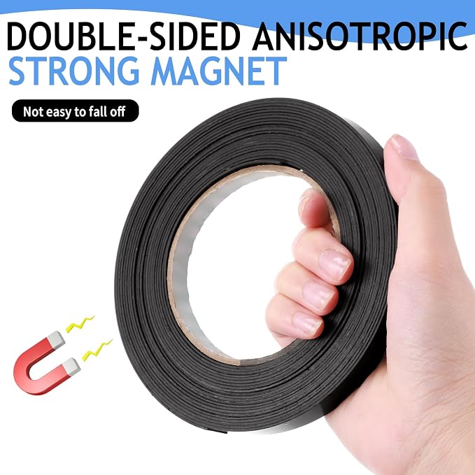Tellegloww Black Magnetic Tape Roll Thin Strips, 1/2 Inch X 25 feet Magnetic Board Dividers Whiteboard Graphic Decorative Tape Marking Line for Classroom Office Art Accessories