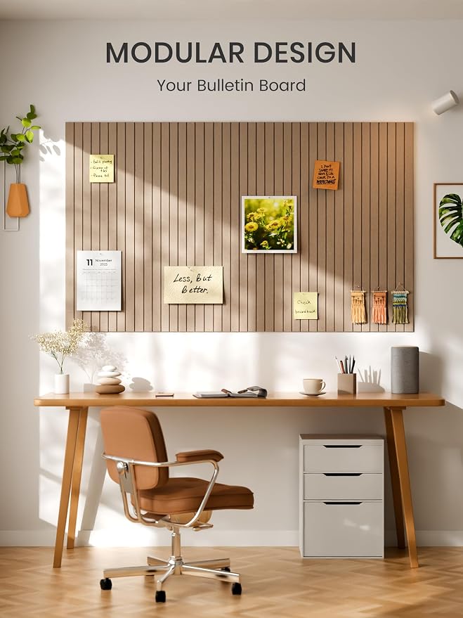 Bumusty 48"x 36" Large Felt Bulletin Board Tiles, Taupe | 12-Pack Cork Board Alternative, Wall Decor, 30 Pushpins, 60 Adhesive Tabs, Vision Board, Office, Classroom, Home, Dorm
