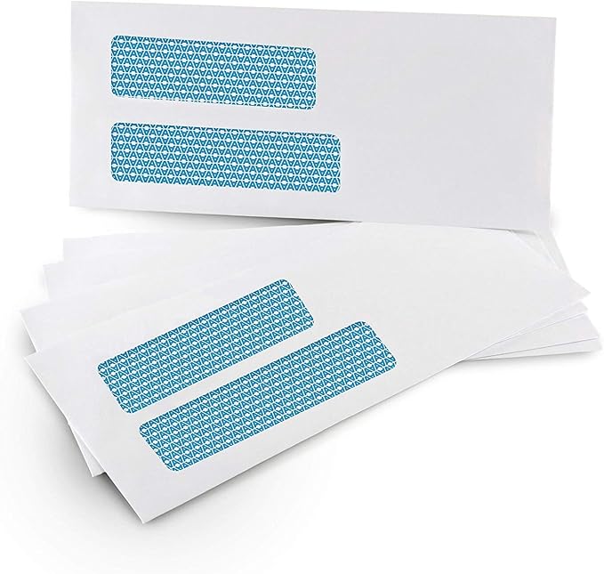 Aimoh #9 Double Window SELF Seal Security Envelopes - for Invoices, Statements & Documents, Security Tinted - Size 3-7/8 x 8-7/8, 24 LB - (30139-CS)
