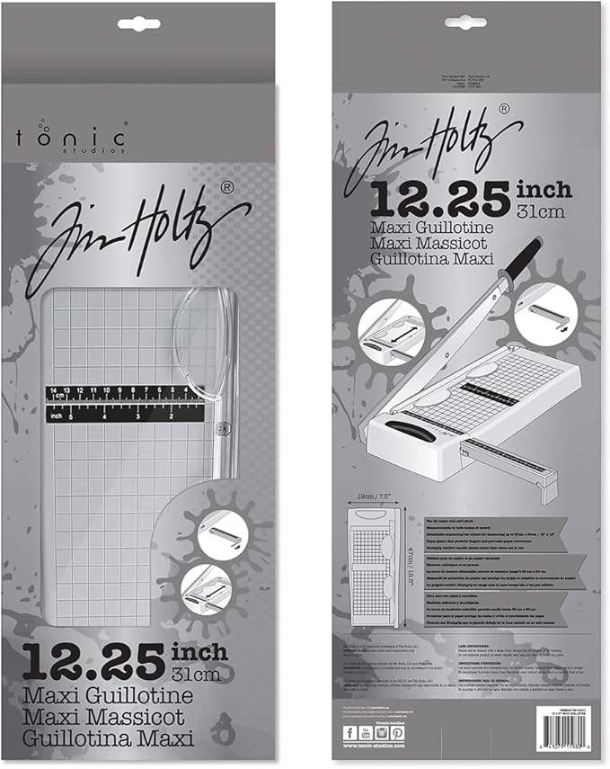 Tim Holtz Paper Cutter Tool - Maxi Guillotine Paper Trimmer for Scrapbooking, Vinyl, and Craft Paper - 12.25 Inch Cutting Length with Extendable Ruler and Grid Lines