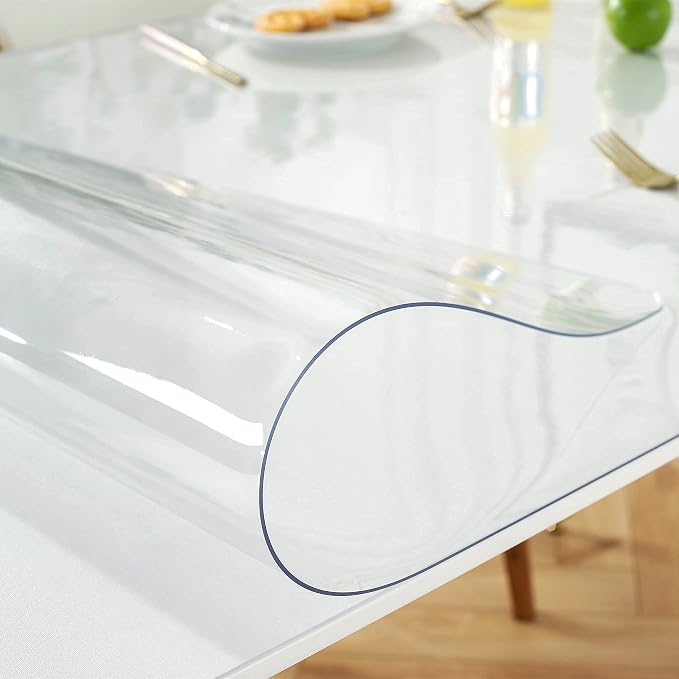 LovePads Clear Table Cover Protector 44 x 60 Inch, 1.5mm Thick Plastic Mat | Non-slip Waterproof PVC Table Protector, Cut to Size, Spill-Stain-Scratch Proof, Fits Kitchen, Dining Table, Dresser, Desk