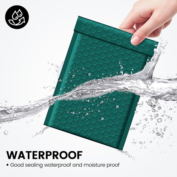 Fuxury Forest Green Bubble Mailers 4x8" Usable Size 4x7" Padded Envelopes | 100 Pack #000 Small Padded Mailers,Opaque Self Seal Waterproof,Shipping Bag for Jewelry Makeup sport card Small Business