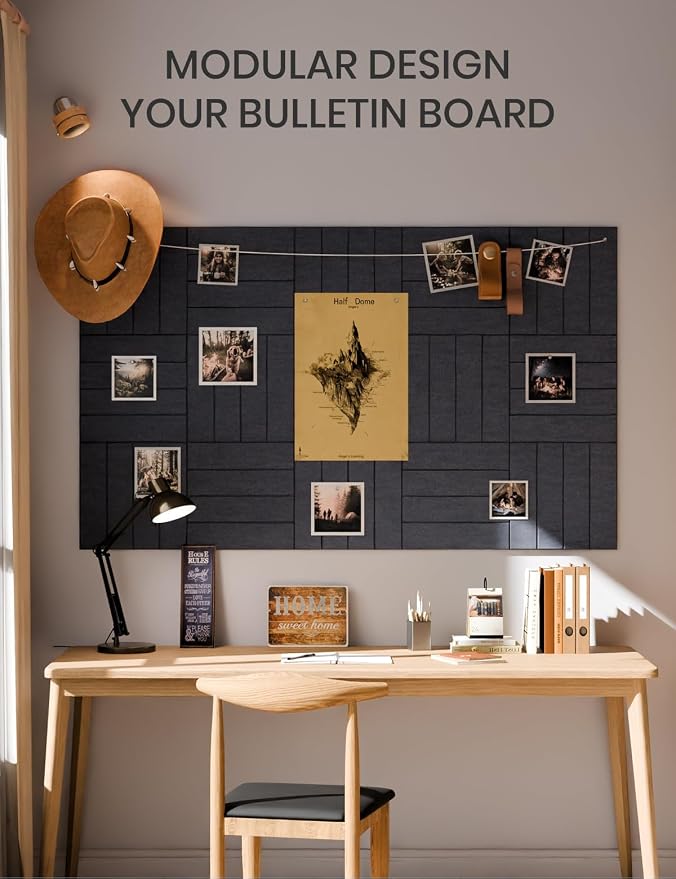 Fluxynara 36" x 24" Large Felt Bulletin Board, Navy Blue | 6 Pack Cork Board Alternative with 30 Safe Adhesive Tabs, Felt Pin Boards for Wall Decor, Home, Office, Classroom, Dorm