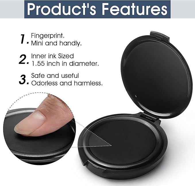 Hutou 3 Pack Stamp Pad Ink Pad Thumbprint Fingerprint Ink Pad for Notary Supplies Identification Security ID Fingerprint Cards Law Enforcement Fingerprint Black Stamp Ink pad