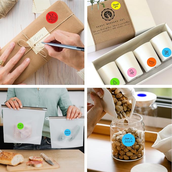 1 Inch Round Thermal Sticker Labels,Color Dot Stickers,Label Stickers,Waterproof,Oil Proof,for Thermal Printers,DIY,Office,Retail,Home and Warehouse Organization(Sky Blue,1000 Pcs)