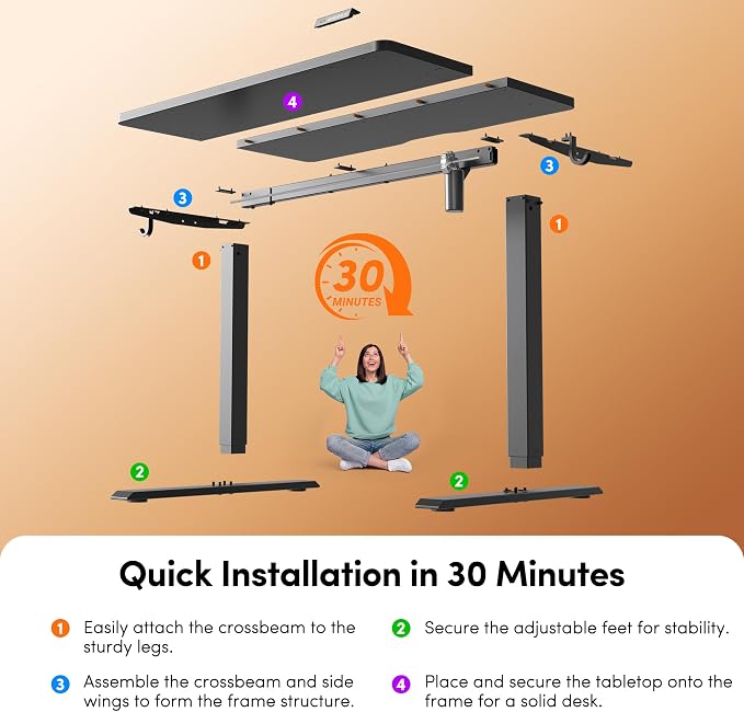 FEZIBO Standing Desk 55 × 28 Inch Electric Height Adjustable, Black | Sit and Stand Up Adjustable Desk, Home Office Computer Desk with 3 Customizable Memory Presets