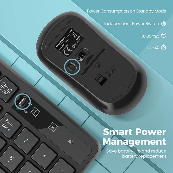 2.4G Wireless Keyboard Mouse Combo Full-Sized for Computer(2 Pack, Black) | Ergonomic, Low profile Keys, 3 DPI Adjustable, 2.4G Quiet Click Keyboaed Set for Laptop/Windows/Mac Lovaky