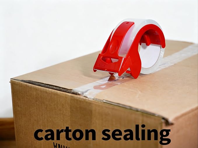 Clear Silent Packing Tape with Dispenser, 1.88 Inch x 55 Yds, 8 Rolls, 2.4mil, Heavy Duty Shipping Tape for Moving, Packaging, Storage, Carton Sealing Total 440 Yards