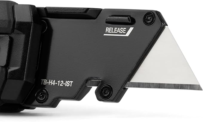 ToughBuilt – Prybar Utility Knife with Blade Storage, Heavy-Duty Folding Utility Knife with Built-In Prybar, Scraper Edge, Wire Cutter, Internal Blade Storage, All-Metal Construction (TB-H4-12-IST)