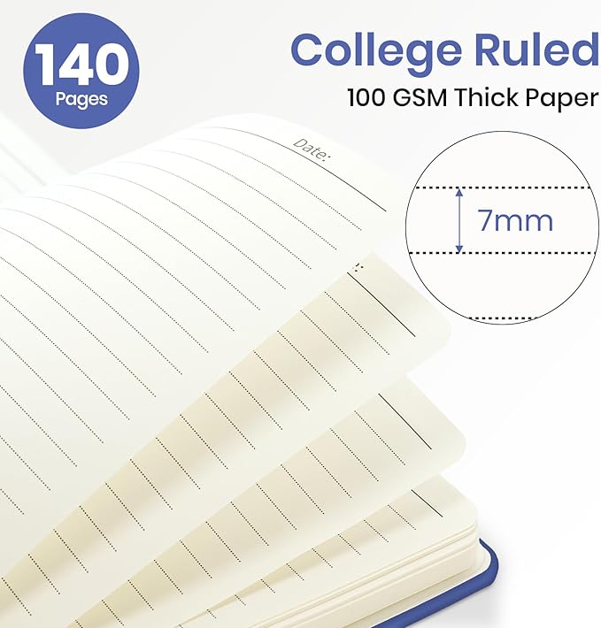 Lined Spiral Journal Notebook for Women, A5 College Ruled Journals for Writing, Hardcover Notebooks for Work, Note taking and Office School Supplies,140 Pages - Royal Blue