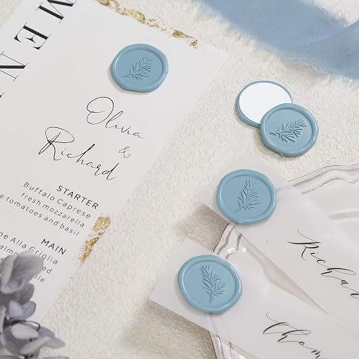 UNIQOOO Light Dusty Blue Glue Gun Sealing Wax Sticks for Wax Seal Stamp - Perfect for Wedding Invitations, Cards Envelopes, Snail Mails, Wine Packages, Christmas Gift Ideas, Pack of 8