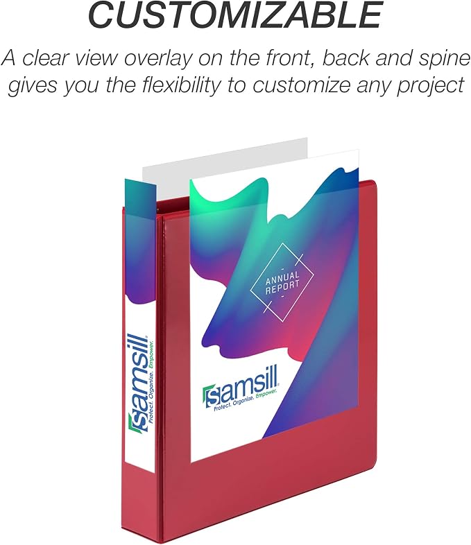 Samsill Durable 1.5 inch 3 Ring Binder, D Ring Binder, 100% Recycled Chipboard, Red