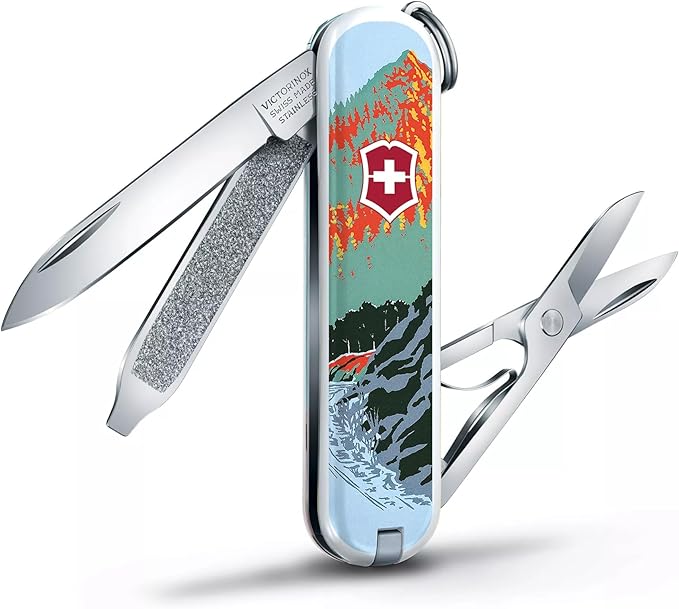 Victorinox Classic SD Swiss Army Knife, Compact, 7 Functions, Swiss Made Pocket Knife with Small Blade, Screwdriver and Key Ring - Smoky Mountain National Park