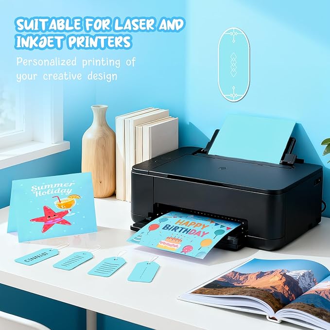 40 Sheets Blue Cardstock Paper 8.5 x 11, Thick Card Stock Paper, Light Blue Cardstock Printer Paper 8.5 x 11, 200 GSM Construction Paper 8 1/2 x 11 for DIY Cards, Invitations, Greeting Cards