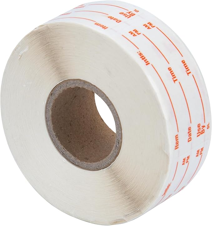 L LIKED 500 Stickers Use by 1 x 2 Inch Dissolvable Food Storage Labels for Containers Prep roll of 500 (Red) (Pack of 2)