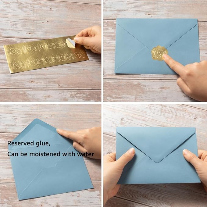 50 Pack A7 Dusty-Blue 5x7 Envelopes Invitation Envelopes with Stickers | V Flap Colorful Envelopes, For 5x7 Cards, Birthday, Weddings, Graduations, Baby Shower, 5.24 x 7.24 Inches