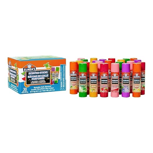 Elmer's Scented Glue Sticks, Washable, Clear, Assorted Scents, 6 Grams, 30 Count - Kids Activity, Arts & Crafts, Creative Fun, #1 Teacher Brand