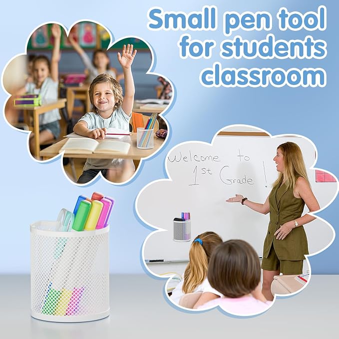 LUCYCAZ Magnetic Pencil Holder, 2 Pack Metal School Locker Organizer | Locker Organizer Accessories, Powerful Magnet Pen Holder for Whiteboard,Refrigerator,Locker,Kitchen,Home,and Office White
