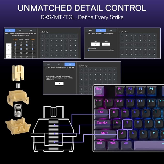 Redragon K556 104-Key Wired RGB Hall-Effect Rapid Trigger Gaming Keyboard | Rock-Solid Metal Build, 0.1mm Adjustable Actuation Magnetic Switch, Zero Input Delay, 8K Polling for FPS Games Pause & Shoot