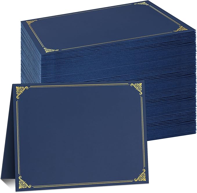 Ndsox 90 Packs Navy Blue Certificate Holders, Graduation Diploma Holders, 350GSM, Diploma Covers with Gold Foil Border for Letter Size 8.5" x 11" Award Certificate Paper, Cardstocks and Documents