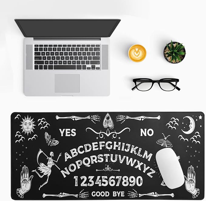 Mysterious Spirit Goth Gaming Mouse Pad 31.5x11.8 Inch Large Desk Mat Black Extended Pads Big Mousepad Non-Slip Rubber Base Keyboard Mat with Stitched Edges for Gaming Laptop Computer PC Desktop