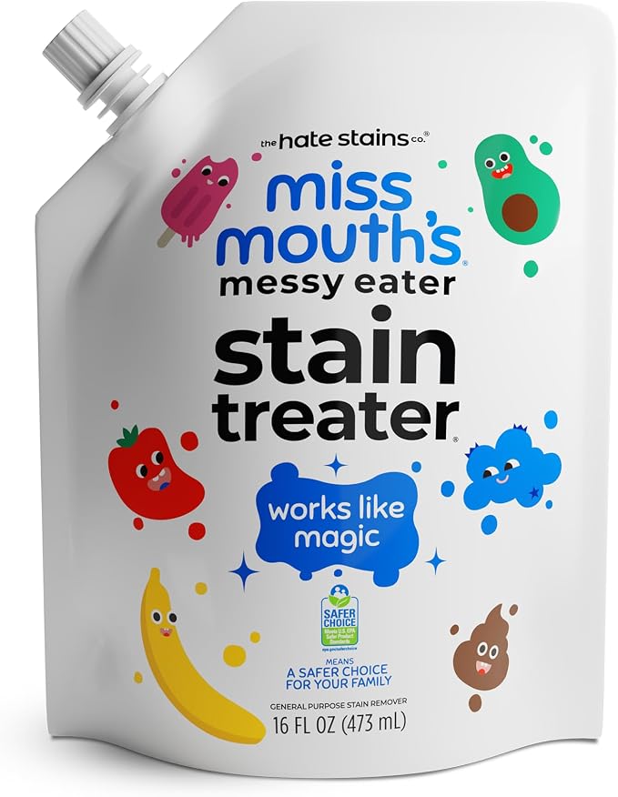 Miss Mouth's Messy Eater Refill, Laundry Stain Remover, 16 Oz Pouch | Easy Refill; Newborn & Baby Essentials; Cleans Food, Grease, Coffee; Use on Laundry, Underwear, Fabric