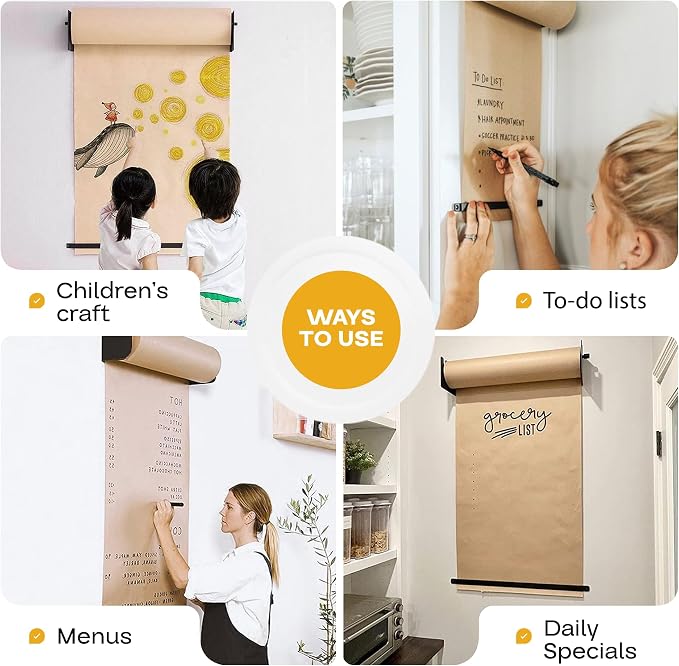 IDL Packaging 24" Kraft Paper Roll Dispenser & Cutter, Wall Mounted | for Rolls up to 24" Wide and 9" in Diameter – Durable Paper Holder with a Serrated Blade – Wall Mount Set Included