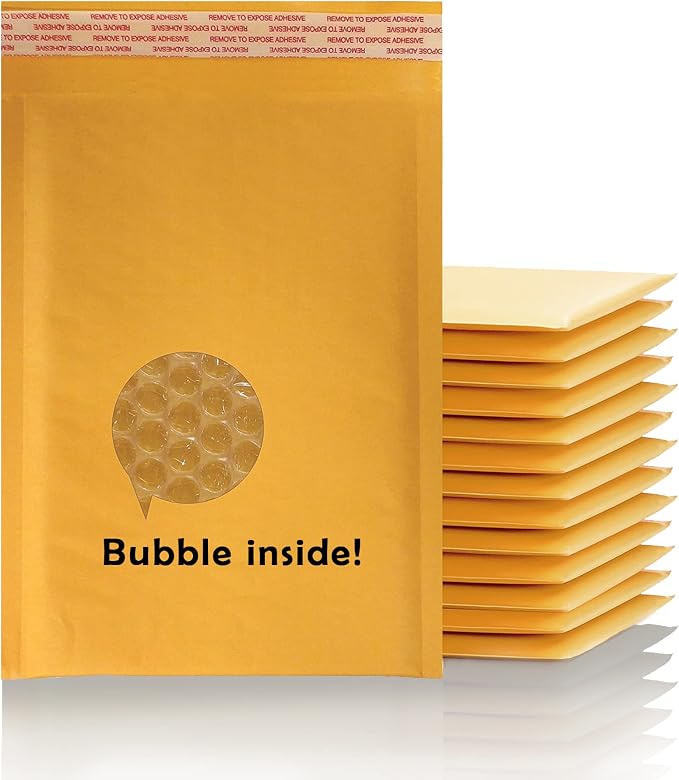 Yens Kraft Bubble Mailers 9.5x14.5 100 Pack Usable Space 9.5x13.5 KF#4-100 | Self Seal Adhesive Shipping Bags, Cushioning Padded Envelopes for Shipping, Mailing, Packaging