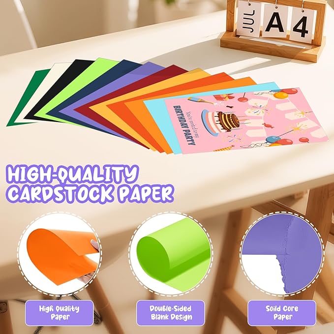 180 Sheets Colored Cardstock Paper 8.5 x 11, 12 Colors Construction Paper, Colored Cardstock Printer Paper 8.5 x 11, 200 GSM Colored Card Stock Paper for Printing, DIY Crafts, Card Making
