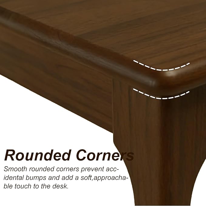40" Solid Wood Desk with Drawers, Small Home Office Writing Wooden Desk, Gaming & Computer Desk for Bedroom, Work Study Table for Small Space(Walnut,40Inch)