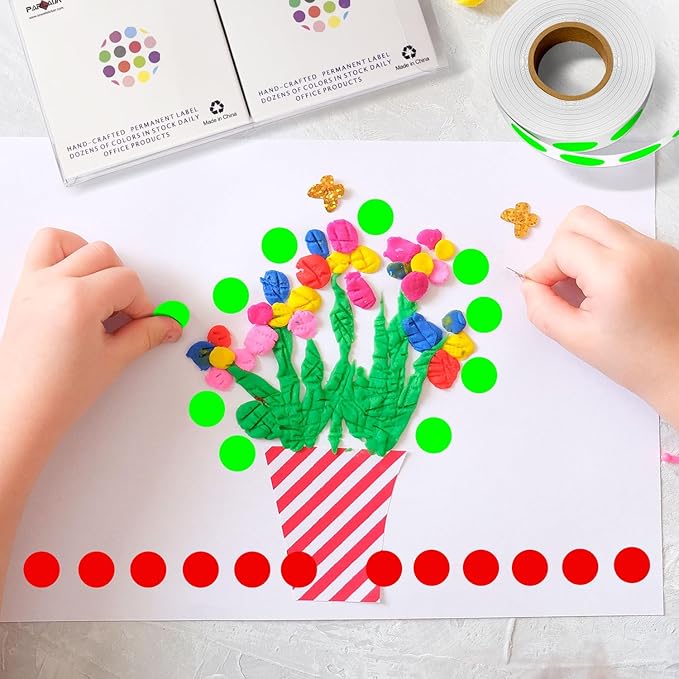 PARLAIM 1/2" Circle Dot Stickers 2 Rolls Pack 2000 Color Coded Labels for Home Commerce Business, Fluorescent Green + Red