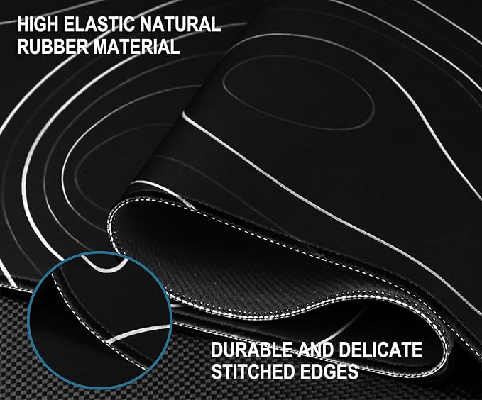 Gaming Mouse Pad, 31.5" x15.7" Large Mat with Superior Micro-Weave Cloth, Water Resist Keyboard Mousepad with Non-Slip Base, Laptop Pad for Office Home Gaming, Black White Line
