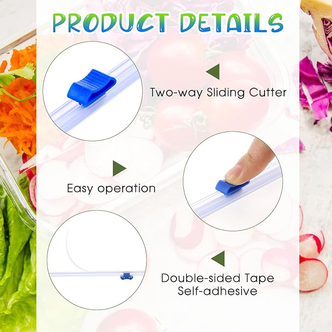 Plastic Wrap Slide Cutter, 4 Pcs 13 Inch Wrapping Paper Cutter Slider Wrap Dispenser, Self-Adhesive Plastic Wrap Slide Cutter, Two Way Sliding Cutter Paper Slicer for Kitchen Office Supplies