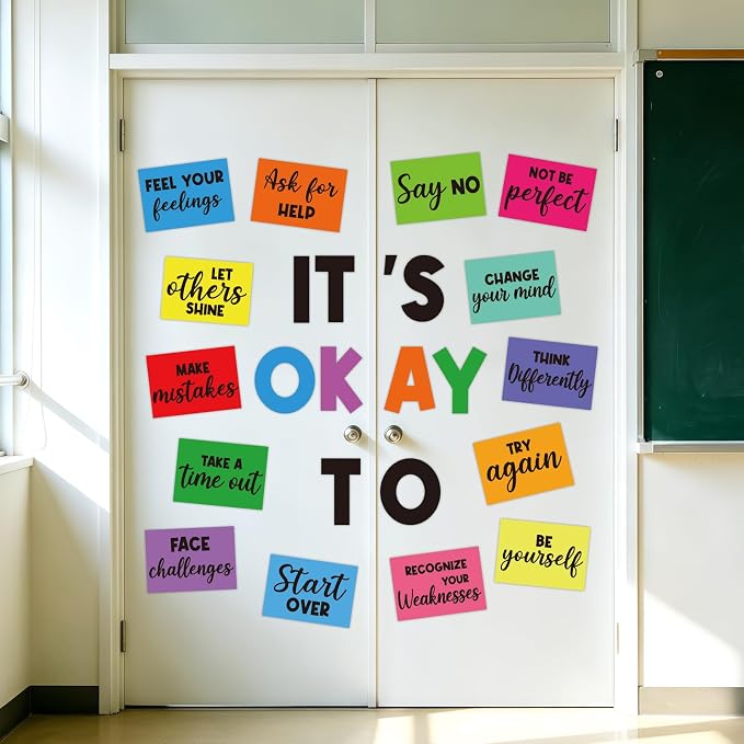 40Pcs Mental Health Bulletin Board Decorations Set, IT'S OK TO Bulletin Board, Growth Mindset Positive Affirmation Therapy Cutouts for Back to School Counselor Classroom Teacher Office Door Wall Decor