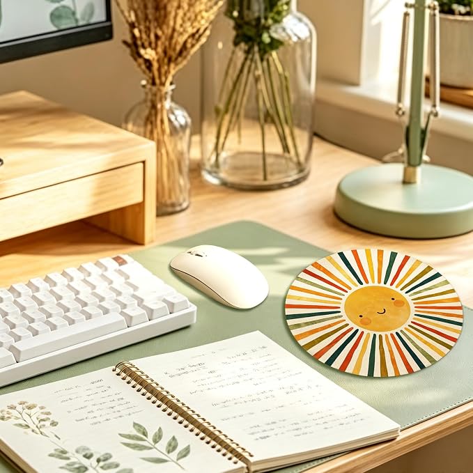Boho Colorful Sunshine Round Mouse Pad 7.9x7.9in | Boho Office Supplies,Rainbow Sunshine Mousepad Mouse Mat for Computer Laptop Home Office Dorm Desk Accessories