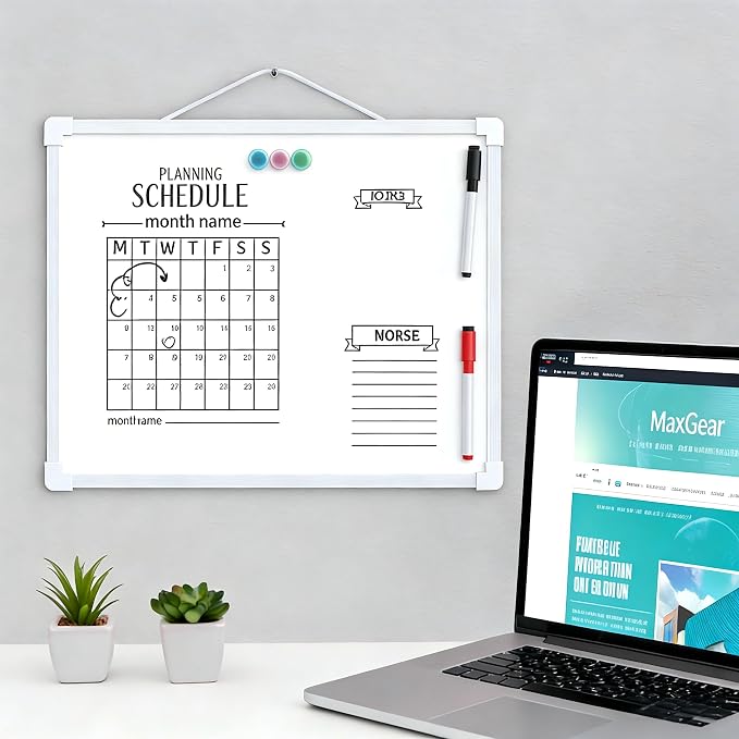 MaxGear Small Dry Erase Board, 14"x11" Double Sided Whiteboard, White Frame (Pack of 2)