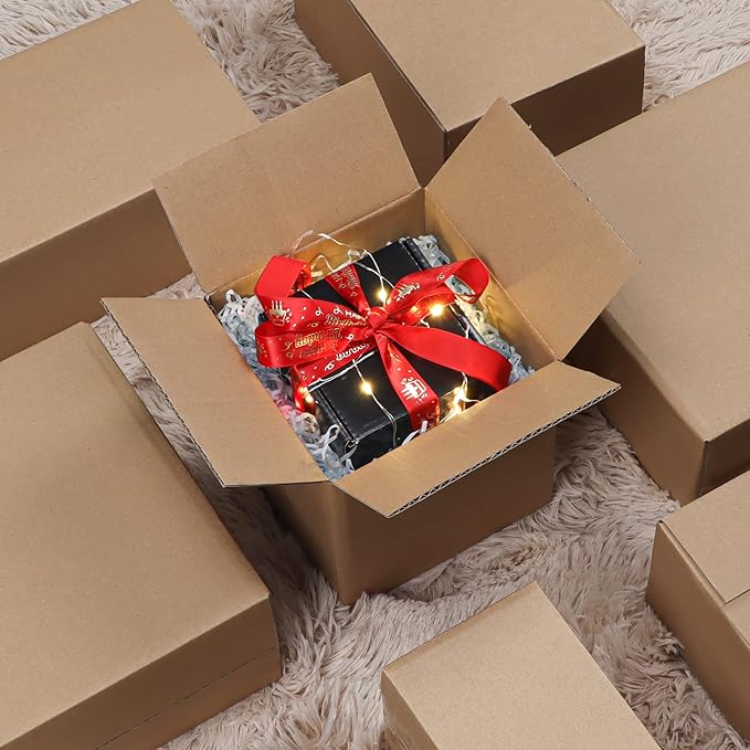 CRUGLA 6x6x6 Shipping Boxes Set of 25, Cardboard Corrugated Mailing Box for Packaging