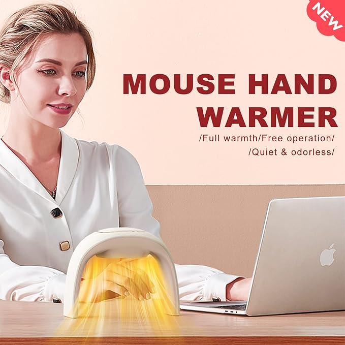 Heated Mouse Pad Hand Warmer Super Quiet 110v 100w - White | 3 Heating Modes Personal Desk Heater Energy Efficient Ceramic Office with Thermostat Low Wattage