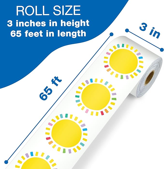 Carson Dellosa Happy Place 65Ft of Sun Bulletin Board Borders, 1 Roll of Sunshine Trim for Rolling Whiteboard, Cork and Posterboard, Classroom Decor, Party, Spring, and Summer Decorations